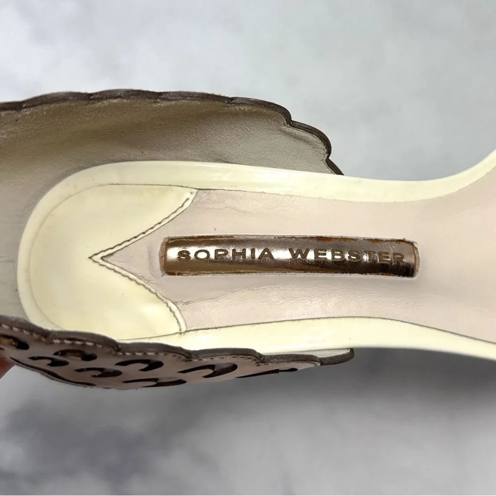 Sophia Webster Evangeline Butterfly Angel Wing Rose Gold Leather Sandal Heels 37 - Picture 11 of 16